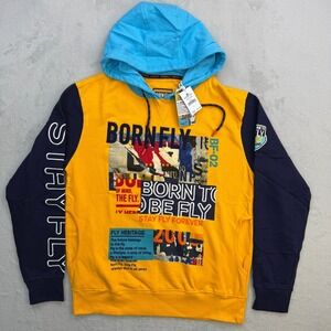 Born‎ Fly Hoodie Mens Pullover Graphic Stay Fly Streetwear Embroidered Large NWT
